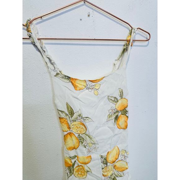 FOR LOVE AND LEMONS Yellow White Lemonade Crossback Tie Back Romper size Large - Picture 5 of 11
